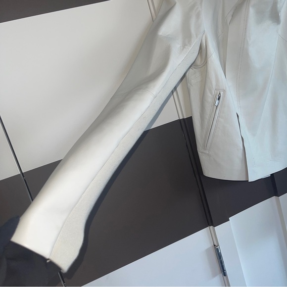 VEDA White & Black Flap Leather Jacket Size Medium - Picture 7 of 15